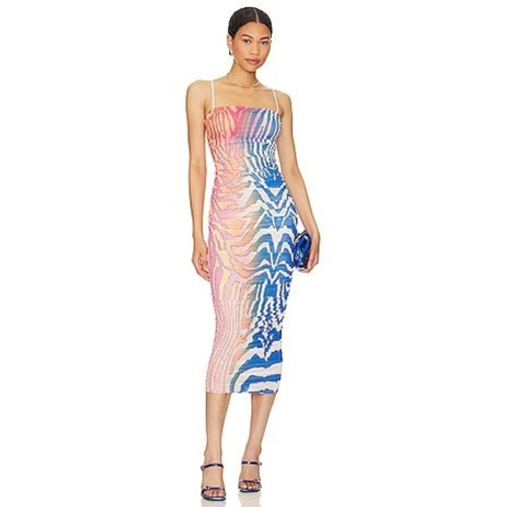 AFRM Hazel Dress Spring Multi Zebra Abstract Psychedelic Mesh XL AED020999MY23